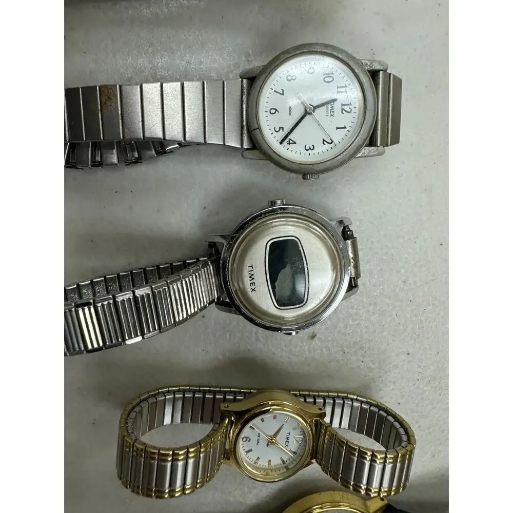 Vintage Lot Of 21 Timex Mixed Style Assorted Mens & Women's Watches Parts/Repair
